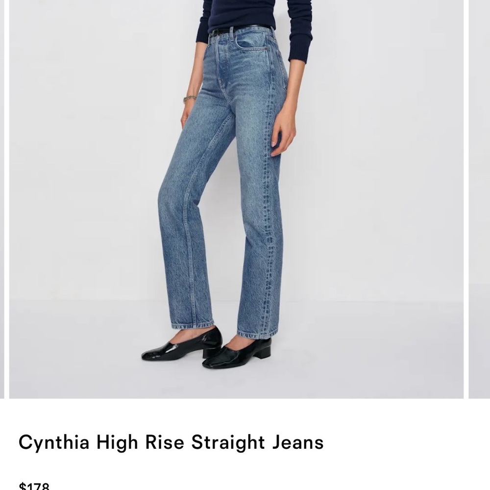 Reformation Cynthia High Rise Straight Long Jeans Blue - Size 30